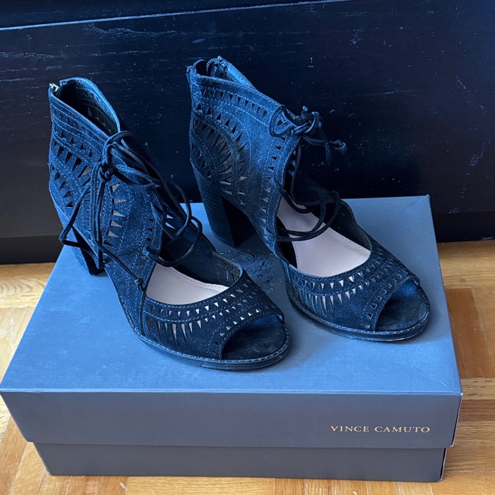 Vince Camuto Black Lace-Up Heels